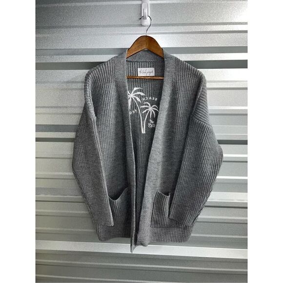 The Beach People Gray Knit Open Cardigan Size M/L - Picture 1 of 10
